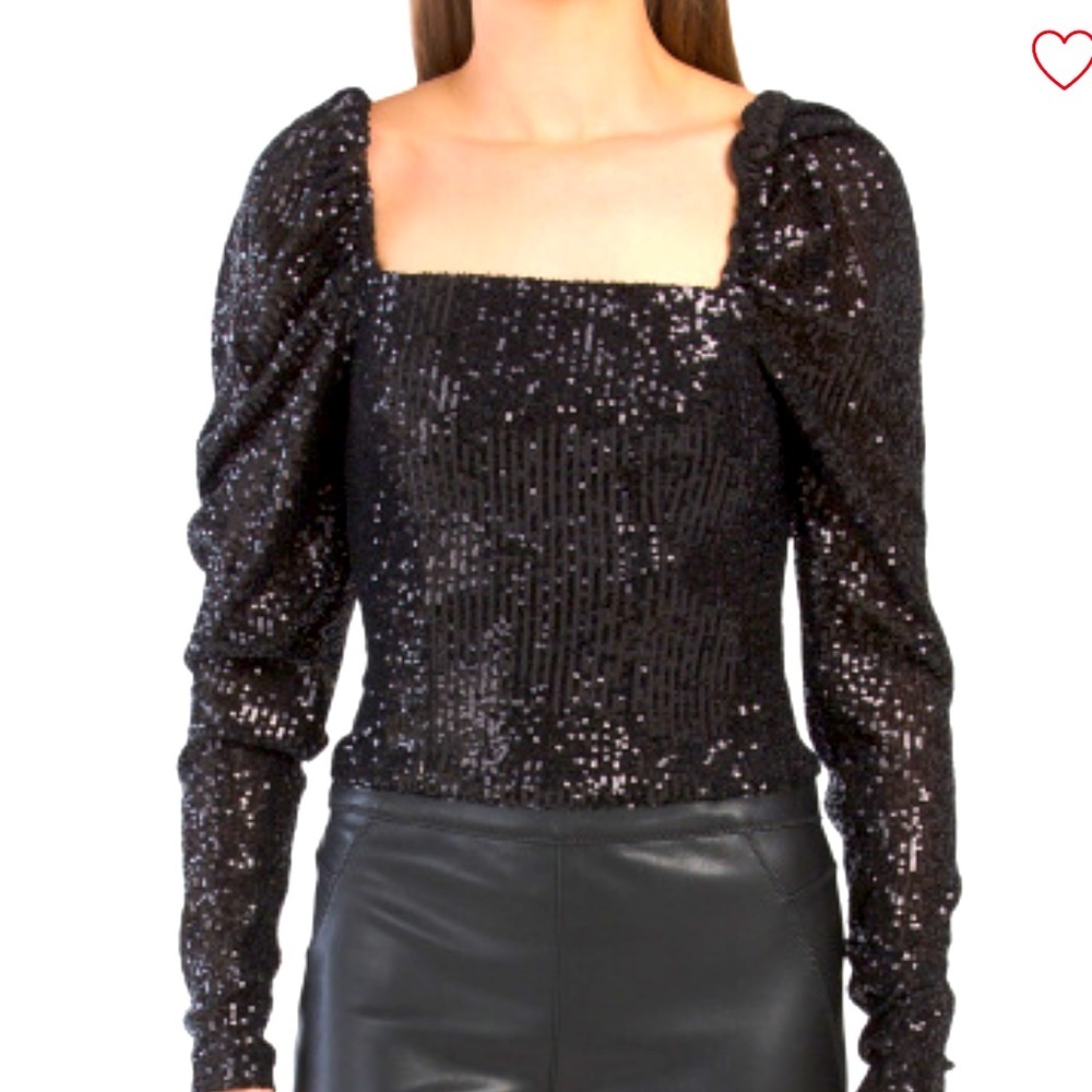 Ramy Brook Sequin Puff Sleeve Top